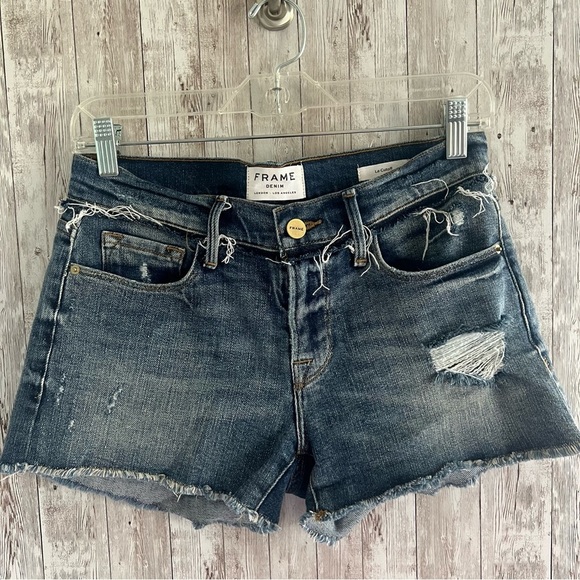 Frame Denim Pants - Frame Denim Women's Frayed Le Cutoff Jean Shorts 25